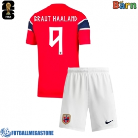 Fotballdrakt Barn Norge Erling Haaland #9 Hjemmedraktsett VM 2026 Kortermet (+ Korte bukser)